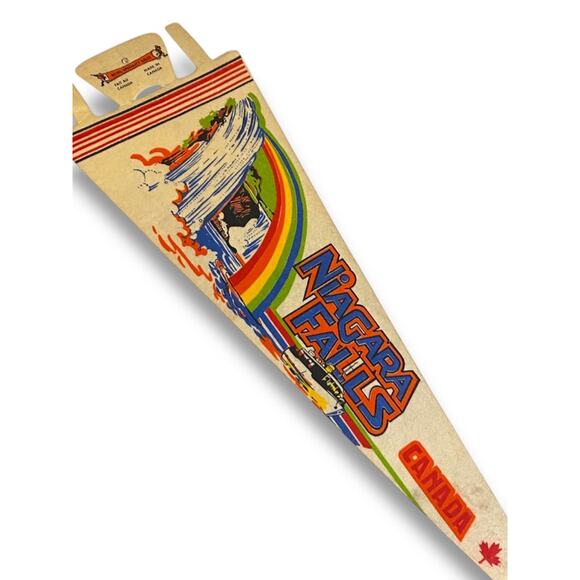 1980s 25 Inch Niagara Falls Pennant Souvenir Felt Flag Canada Rainbow - Picture 1 of 9